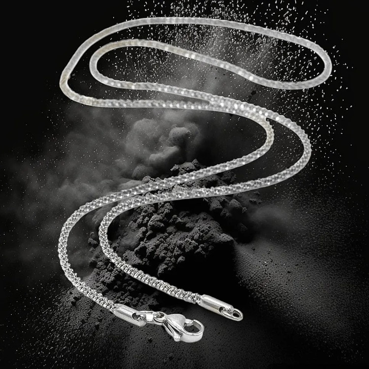 گردنبند مدل خاویاری استیل 316 عیار