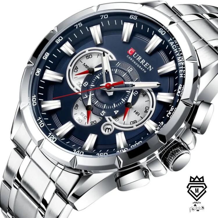 ساعت مچی مردانه کارن نقرهای (کورن CURREN ) سه موتور فعال