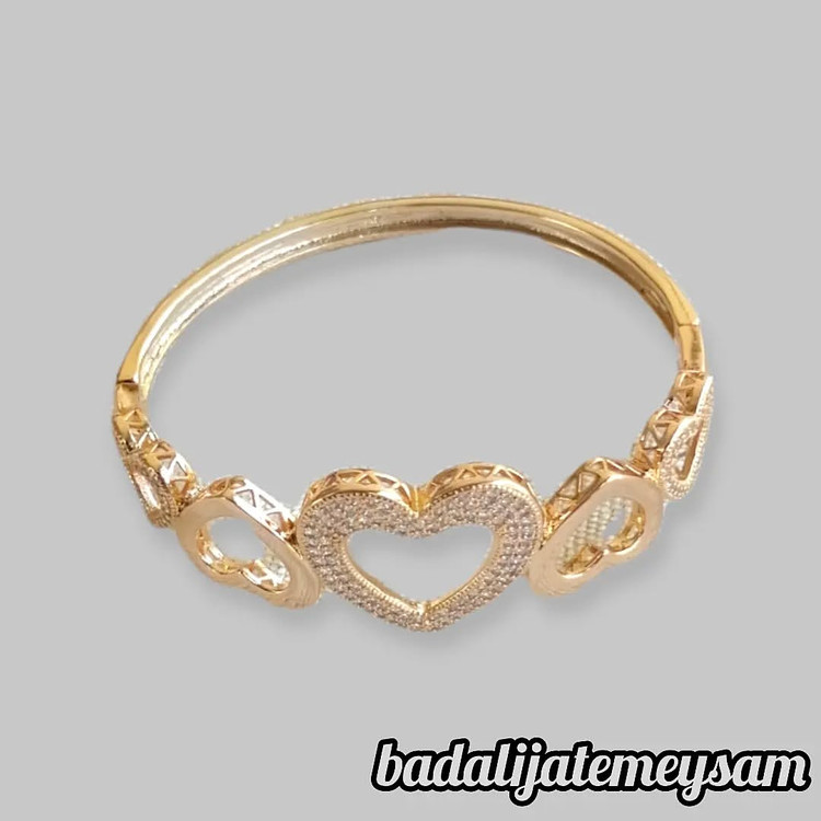 دستبند النگویی زنانه طرح طلا مدل قلب از برند ژوپینگ XUPING