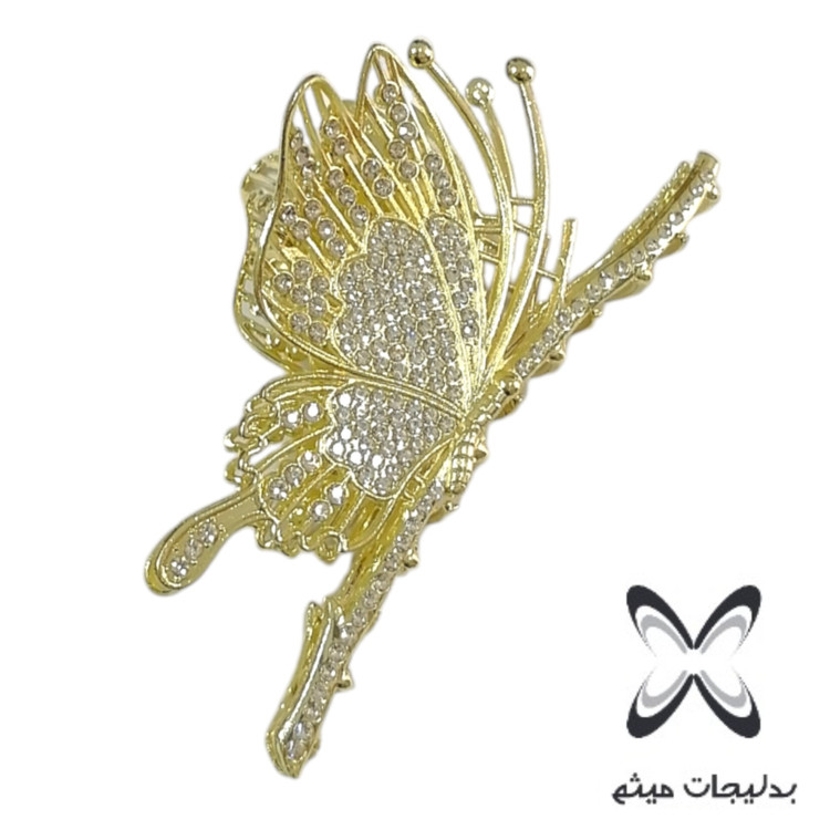 کلیپس فلزی طلایی مدل پروانه نگین دار مجلسی درجه 1