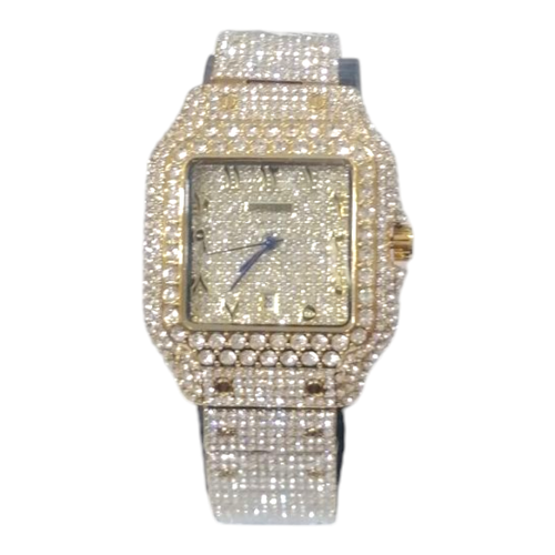 ساعت مچی مردانه فول نگین کارتیر تمام طلایی