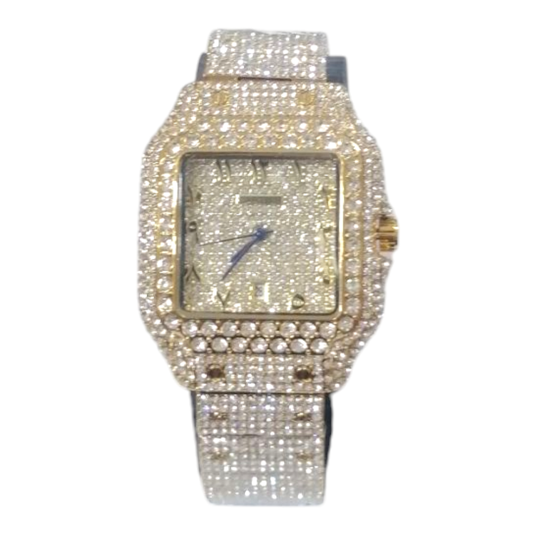 ساعت مچی مردانه فول نگین کارتیر تمام طلایی