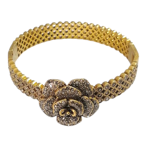 دستبند النگویی زنانه سیاه قلم مخراج کاری شده طلاروس