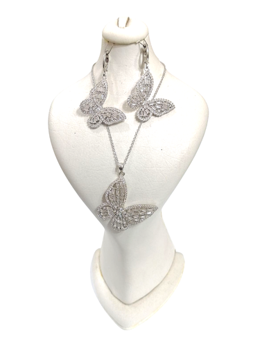 نیم ست زنانه پروانه سولیتر نگین دار مجلسی از برند YSX