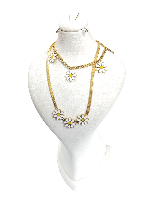 ست زنانه دستبند و گردنبند طرح بابونه