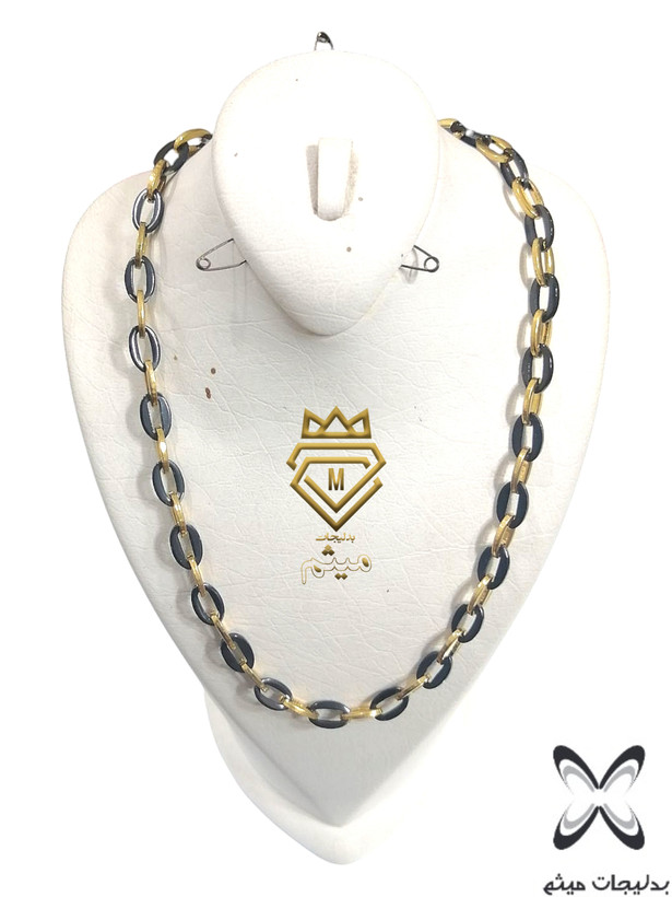 گردنبند مردانه دورنگ استیل 316 عیار