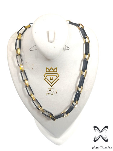 گردنبند مردانه دورنگ استیل 316 عیار