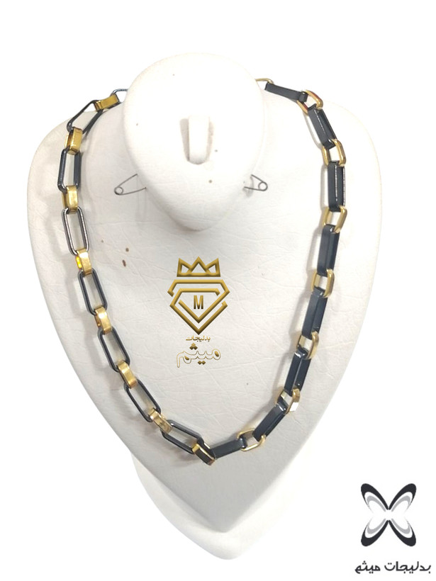 گردنبند مردانه دورنگ استیل 316 عیار