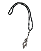 گردنبند اونیکس با آویز پر سفید