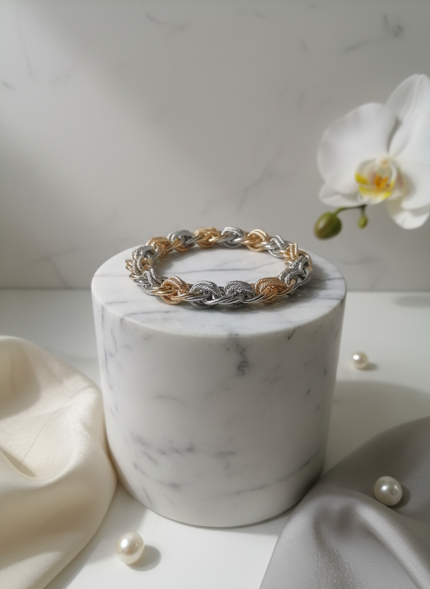 دستبند زنانه بافت دو رنگ ژوپینگ