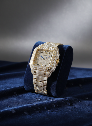 ساعت مچی مردانه فول نگین کارتیر تمام طلایی CARTIER