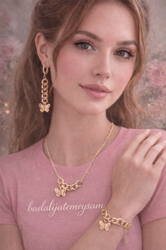 سرویس کارتیه زنانه طرح طلا مدل پروانه از برند YSX