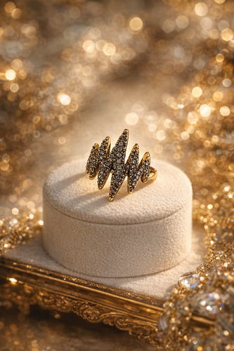 انگشتر زنانه سیاه قلم طرح ضربان