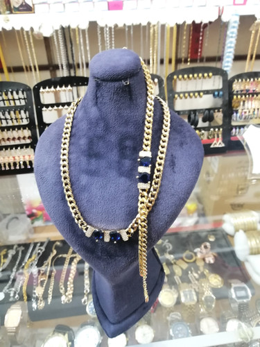 ست گردنبند و دستبند زنانه طرح طلا مدل کارتیه نگین دار از برند NYH